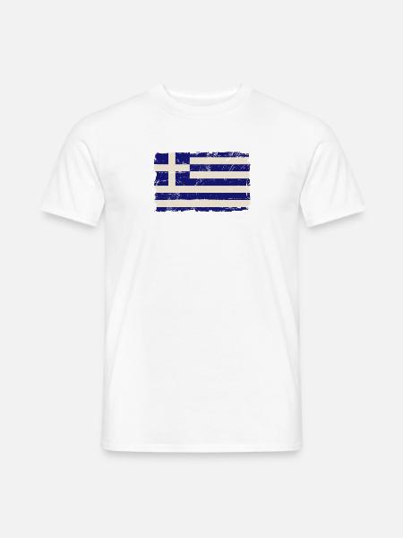 Greece Flag - Griechenland Flagge - Männer T-Shirt - Weiß