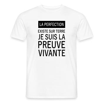la perfection existe sur terre - T-shirt homme - blanc - Devant - AI Model Male 178 dark (178cm)