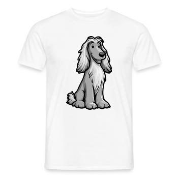 Afghan Hound Dog Comic Cute - Men's T-Shirt - white - Front - AI Model Male 178 dark (178cm)