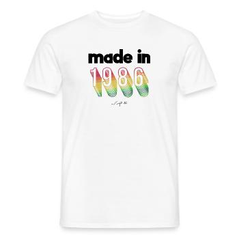 hergestellt 1986 limitierte Auflage - Männer T-Shirt - Weiß - Vorne - AI Model Male 178 dark (178cm)