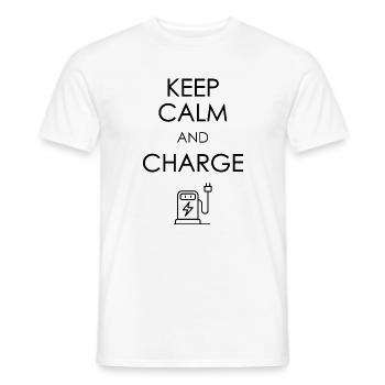 Keep calm and charge dark - Men's T-Shirt - white - Front - AI Model Male 178 dark (178cm)