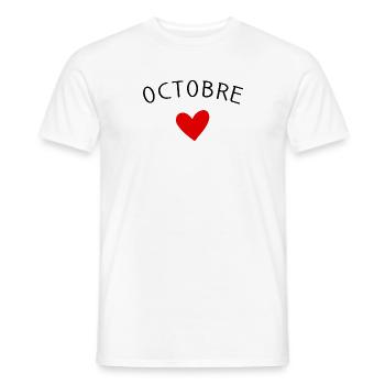Future maman Octobre – Bébé en route ❤️ - T-shirt homme - blanc - Devant - AI Model Male 178 dark (178cm)