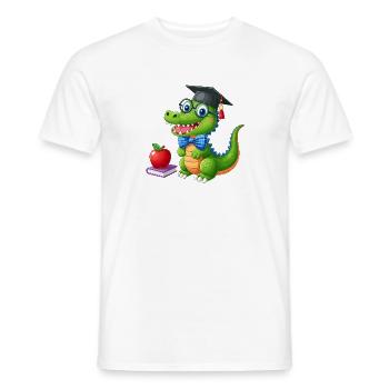 Crocodile Pupil School Enrolment School School Child - Men's T-Shirt - white - Front - AI Model Male 178 dark (178cm)