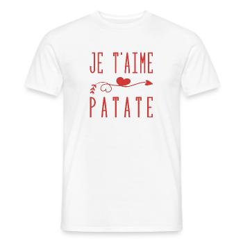 Je T aime Patate Bisous - T-shirt homme - blanc - Devant - AI Model Male 178 dark (178cm)
