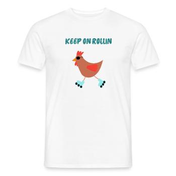 Casual chicken on rollerblades with sunglasses - Men's T-Shirt - white - Front - AI Model Male 178 dark (178cm)