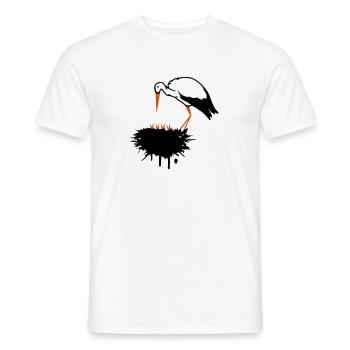 Stork and his nest with offspring graffiti - Men's T-Shirt - white - Front - AI Model Male 178 dark (178cm)