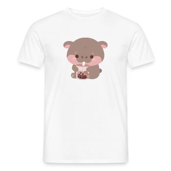 Boba Moo Deng Nilpferd - Männer T-Shirt - Weiß - Vorne - AI Model Male 178 dark (178cm)