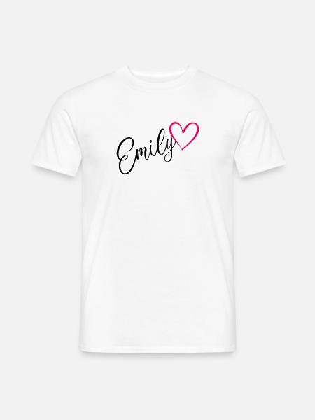 Emily Nom Prénom Rose cœur - T-shirt homme - blanc