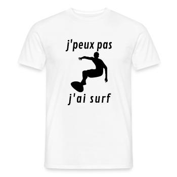 Je peux pas j'ai surf cadeau humour - T-shirt homme - blanc - Devant - AI Model Male 178 dark (178cm)