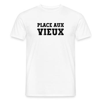 place aux vieux - T-shirt homme - blanc - Devant - AI Model Male 178 dark (178cm)