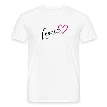 Leonie Surname First Name Heart pink - Men's T-Shirt - white - Front - AI Model Male 178 dark (178cm)