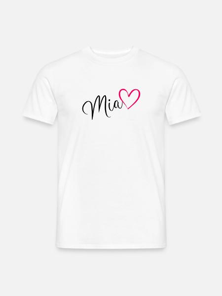 Mia Surname First Name Heart pink - Men's T-Shirt - white