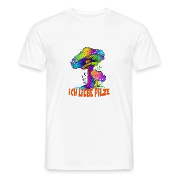 Ich liebe Pilze, bunte Pilze, Pilz, Geschenkidee - Männer T-Shirt - Weiß - Vorne - AI Model Male 178 dark (178cm)