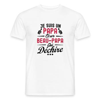 je suis un papa et un beau papa qui déchire - T-shirt homme - blanc - Devant - AI Model Male 178 dark (178cm)