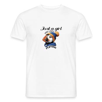 Juste une fille qui aime les macareux - T-shirt homme - blanc - Devant - AI Model Male 178 dark (178cm)