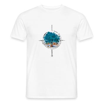Compass with tree reflection - photo version - Men's T-Shirt - white - Front - AI Model Male 178 dark (178cm)