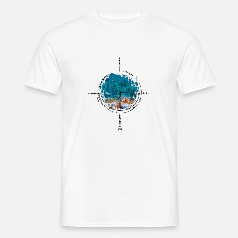 Compass with tree reflection - photo version - Men’s T-shirt - white