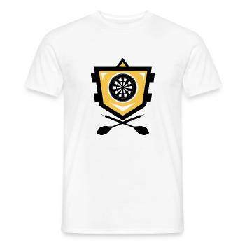 Bouclier d’armoiries Dart - T-shirt homme - blanc - Devant - AI Model Male 178 dark (178cm)