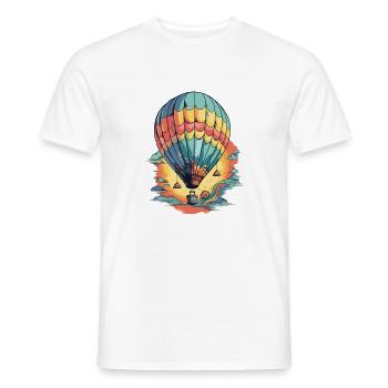 Montgolfière et coucher de soleil - T-shirt homme - blanc - Devant - AI Model Male 178 dark (178cm)