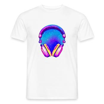 Headphones Singers Gamers Listen to music Singing Musicians - Men's T-Shirt - white - Front - AI Model Male 178 dark (178cm)