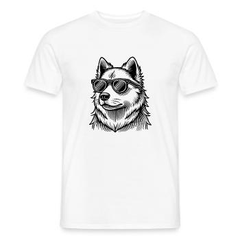 Chien avec des lunettes de soleil - T-shirt homme - blanc - Devant - AI Model Male 178 dark (178cm)