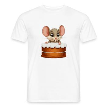 Mouse Comes Out of Pie - Men's T-Shirt - white - Front - AI Model Male 178 dark (178cm)