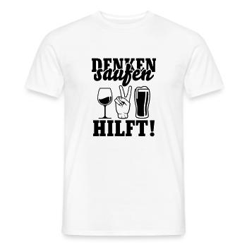 Saufen hilft - Männer T-Shirt - Weiß - Vorne - AI Model Male 178 dark (178cm)