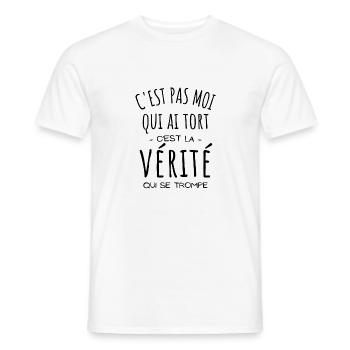 La vérité se trompe - Humour grand gueule - T-shirt homme - blanc - Devant - AI Model Male 178 dark (178cm)