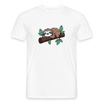 Good night! Sleep sleepy head sloth on branch - Men's T-Shirt - white - Front - AI Model Male 178 dark (178cm)