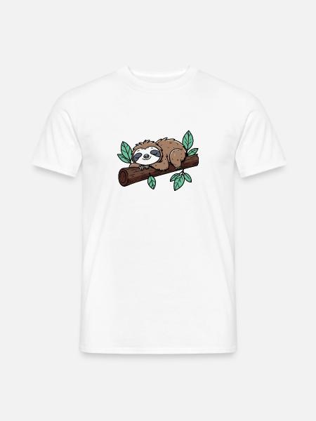 Gute Nacht! Schlaf Schlafmütze Faultier auf Ast - Männer T-Shirt - Weiß