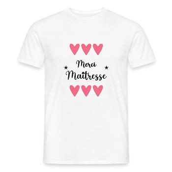 MAÎTRESSE. MERCI. MERCI MAÎTRESSE. ECOLE - T-shirt homme - blanc - Devant - AI Model Male 178 dark (178cm)