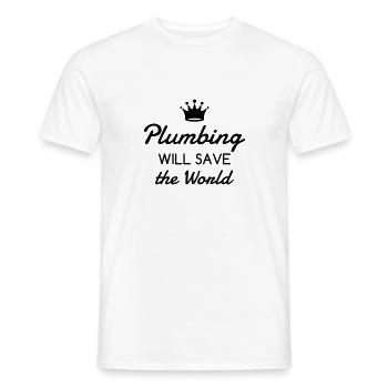 Plombier / Plomberie / Travail / Métier / Job - T-shirt homme - blanc - Devant - AI Model Male 178 dark (178cm)
