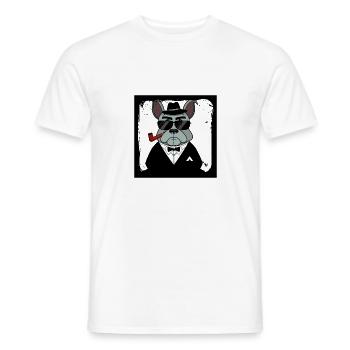 Drôle de chien français de bouledogue de style mafieux - T-shirt homme - blanc - Devant - AI Model Male 178 dark (178cm)