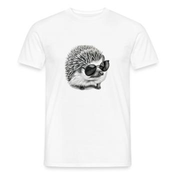 cute little hedgehog with sunglasses cute child - Men's T-Shirt - white - Front - AI Model Male 178 dark (178cm)
