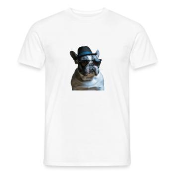 Mignon tyran de style mafia français bouledogue - T-shirt homme - blanc - Devant - AI Model Male 178 dark (178cm)