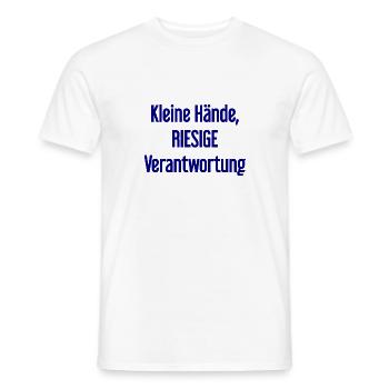 Small Hands, Huge Responsibility Parent Saying - Men's T-Shirt - white - Front - AI Model Male 178 dark (178cm)