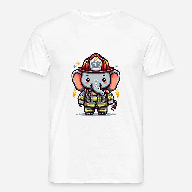 Cute Elephant Firefighter - Männer T-Shirt - Weiß