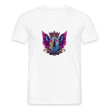Nashorn Wappen Porträt Bunt - Männer T-Shirt - Weiß - Vorne - AI Model Male 178 dark (178cm)