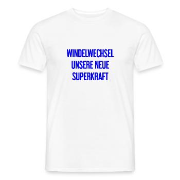 Windelwechsel – unsere neue Superkraft - Männer T-Shirt - Weiß - Vorne - AI Model Male 178 dark (178cm)