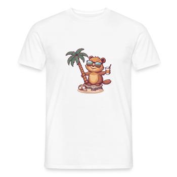 Biber Sommer Strand Comic - Männer T-Shirt - Weiß - Vorne - AI Model Male 178 dark (178cm)