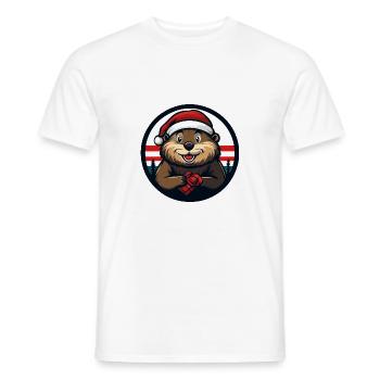 Beaver Christmas Christmas - Men's T-Shirt - white - Front - AI Model Male 178 dark (178cm)
