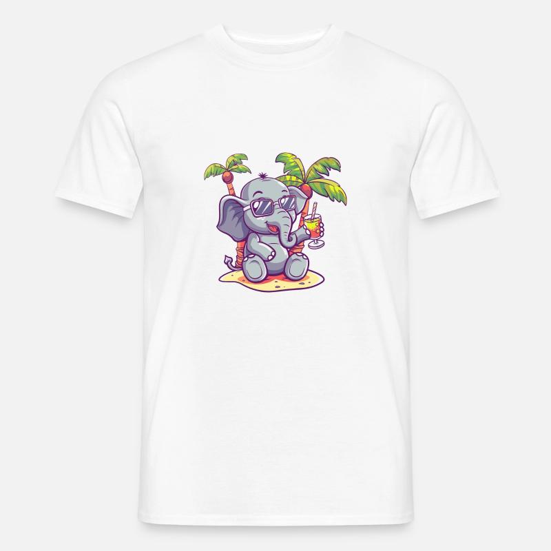 Elephant Summer Beach Comic - Men's T-shirt - white
