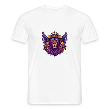 Löwe Wappen Porträt Bunt - Männer T-Shirt - Weiß - Vorne - AI Model Male 178 dark (178cm)