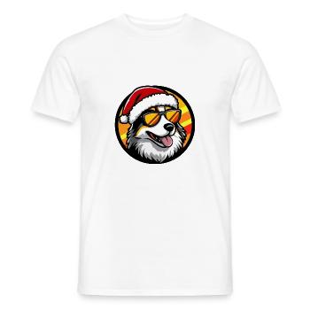Australian Shepherd Dog Christmas Cool - Men's T-Shirt - white - Front - AI Model Male 178 dark (178cm)