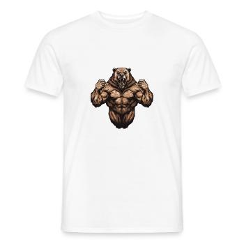 Muscles du grizzli de l’ours - T-shirt homme - blanc - Devant - AI Model Male 178 dark (178cm)