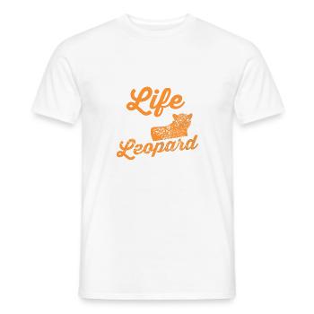 Life Is Better With a Leopard Wild Cat Quote - Men's T-Shirt - white - Front - AI Model Male 178 dark (178cm)