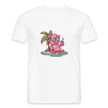 Pig Summer Wild Boar - Men's T-Shirt - white - Front - AI Model Male 178 dark (178cm)
