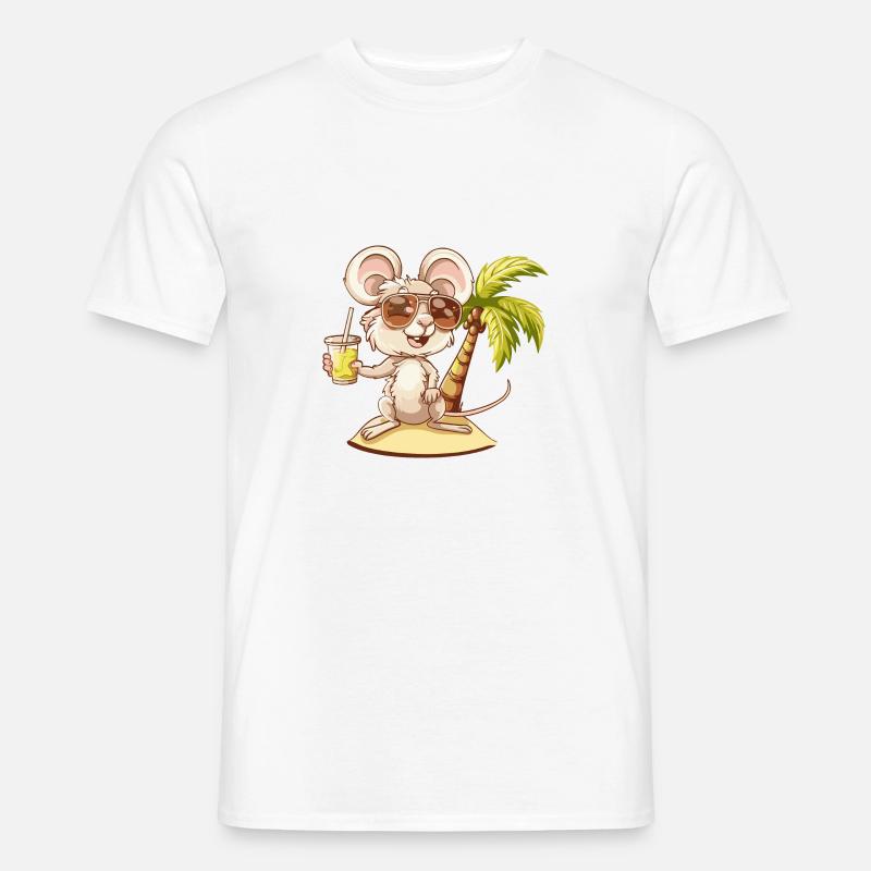 Mouse Summer Beach Comic - Men's T-shirt - white