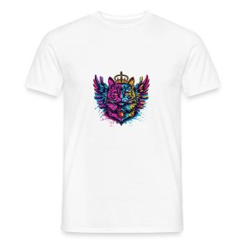 Katze Symbol Wappen Porträt Bunt - Männer T-Shirt - Weiß - Vorne - AI Model Male 178 dark (178cm)