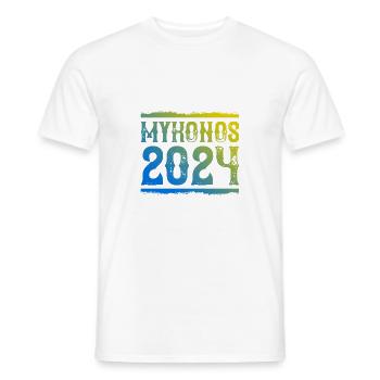 Mykonos 2024 - Men's T-Shirt - white - Front - AI Model Male 178 dark (178cm)
